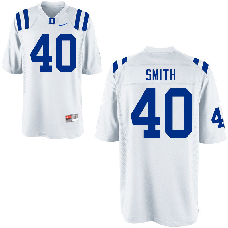 Men #40 Ryan Smith Duke Blue Devils College Football Jerseys Sale-White